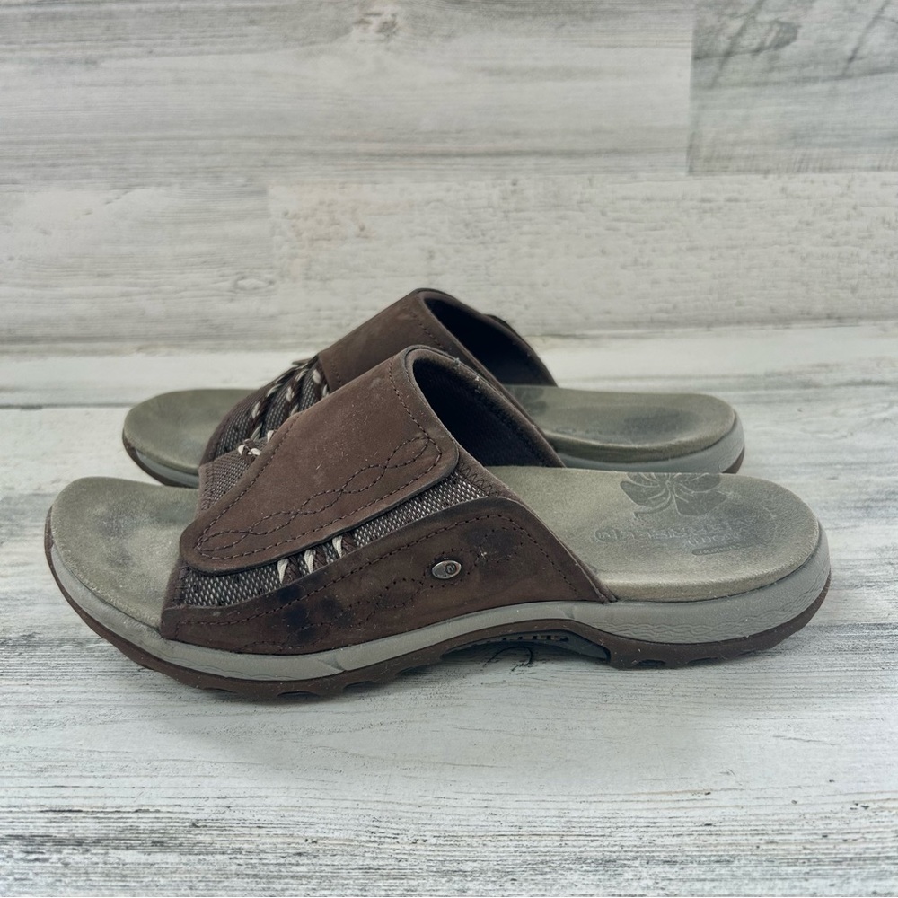 MERRELL Terran Brown Nubuck Leather Slide Sandals 7